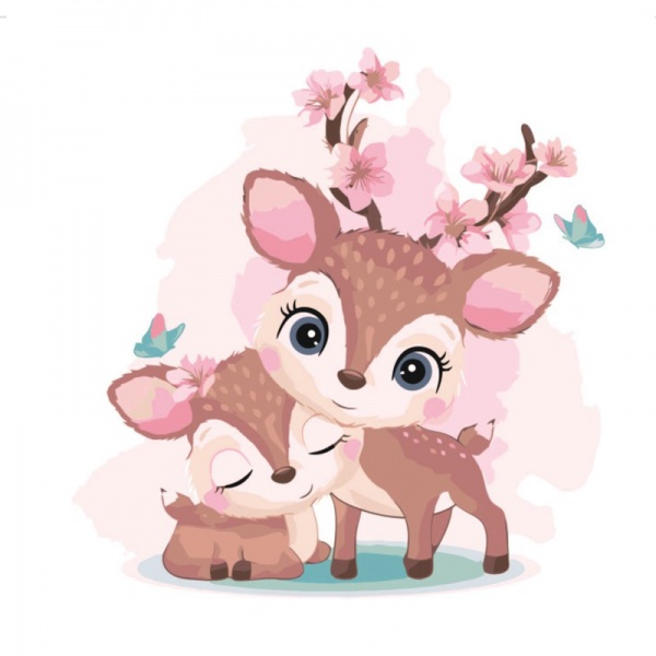 Раскраска по номерам Strateg Крошки-оленята 30х30 см ES002