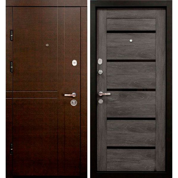 Дверь входная Министерство дверей ПК 180/161 венге горизонт темный / царга шале 2050x960мм левая