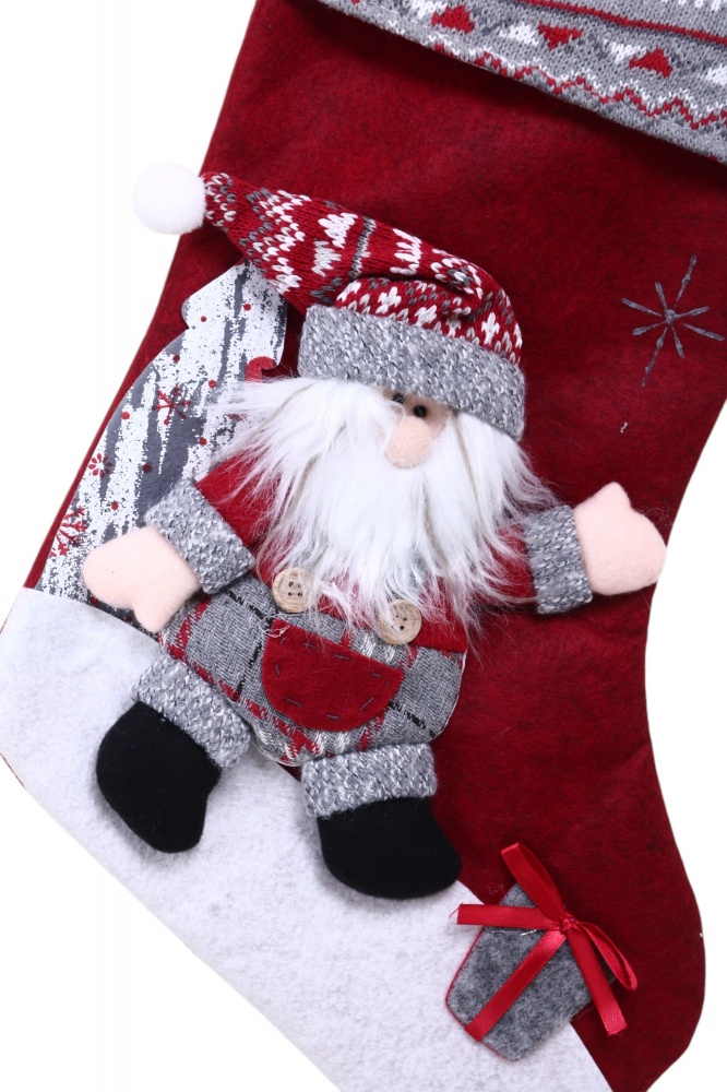 Чобіток декоративний різдвяний/персонажі бордовий 50см 2 асорт. W22-19A2924A W22-19A2924B