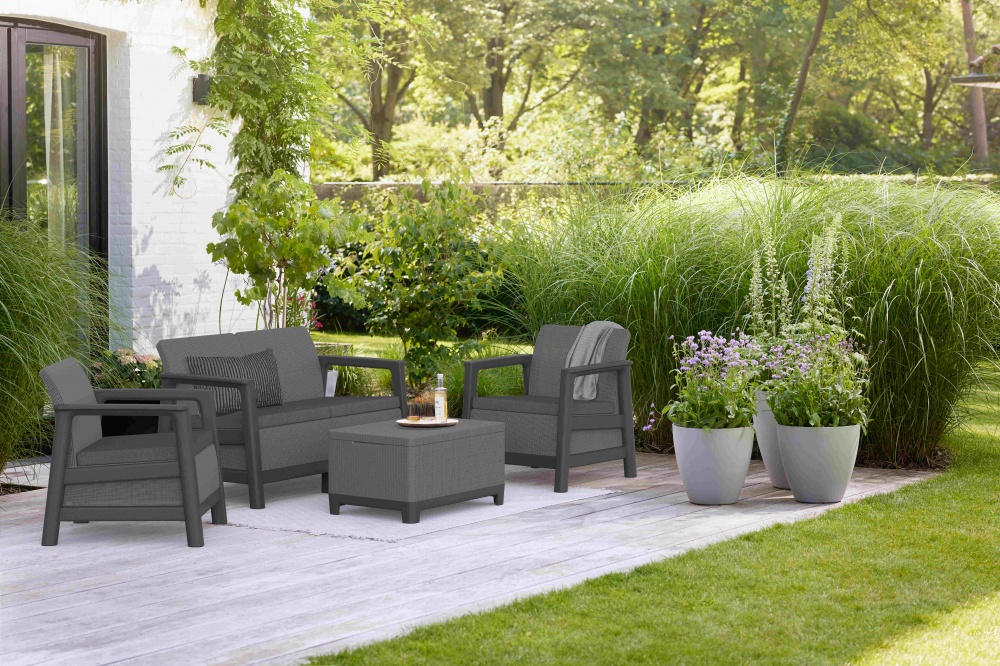 Комплект меблів Keter Scandi Linea на 4 персони графіт/сірий