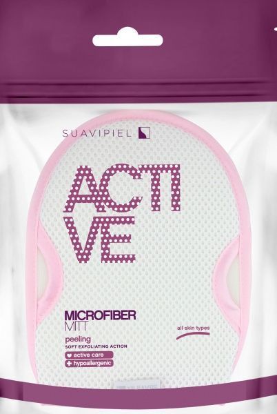 Мочалка Suavipiel рукавиця Актив (мікрофібра), біло-рожева 000001939 