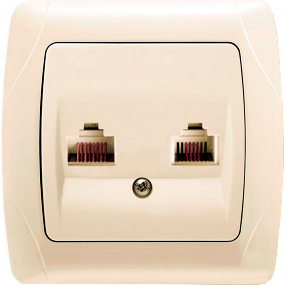 Розетка Viko Carmen телефон+комп'ютер RJ45 CAT6+RJ11 кремова