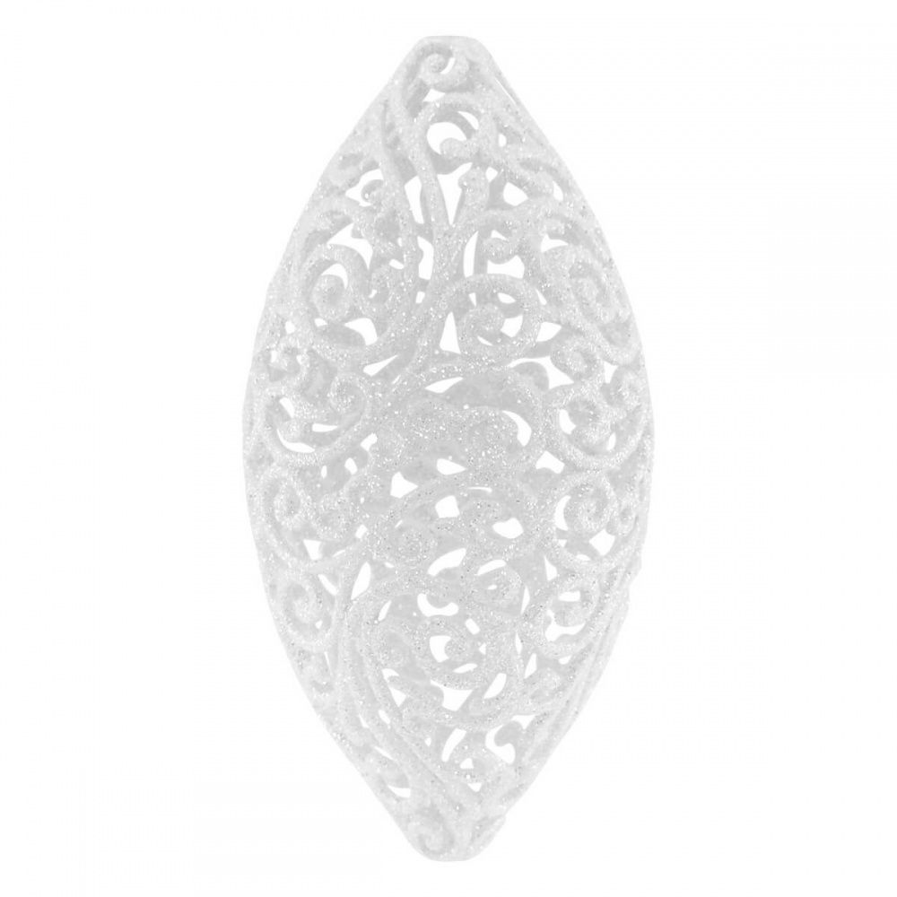 Ялинкова іграшка Овал ажурний малий 11 см білий