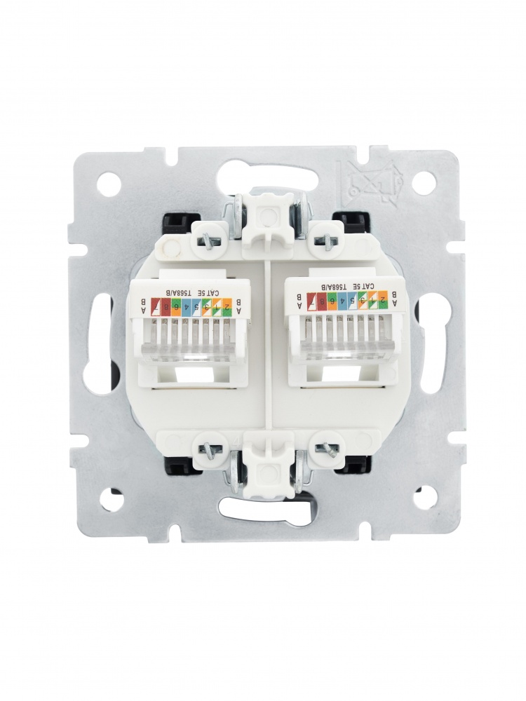 Розетка комп’ютерна подвійна 2 без заземлення Lezard Vesna IP20 антрацит 742-4288-141