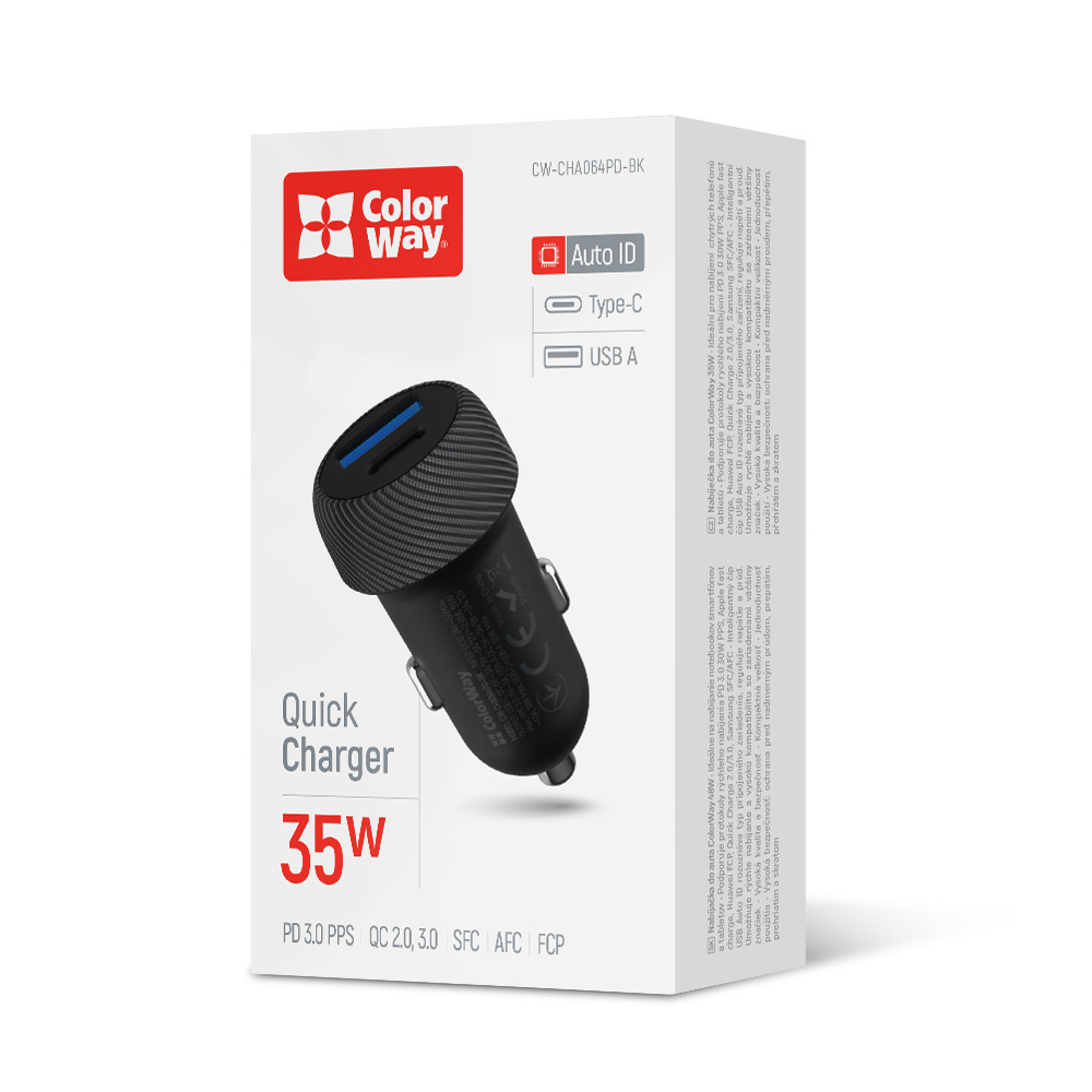 Автомобільний зарядний пристрій ColorWay CW-CHA064PD-BK