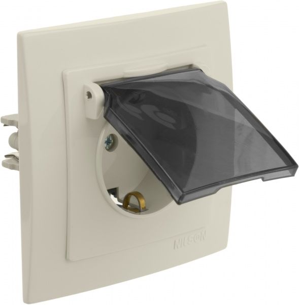 Розетка с заземлением Nilson Touran без шторок с крышкой кремовый 24121018