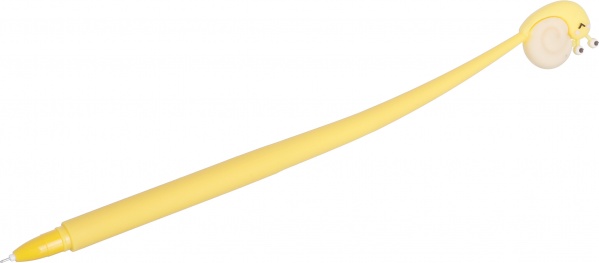 Ручка гелевая желтая Улитка чернило синее 