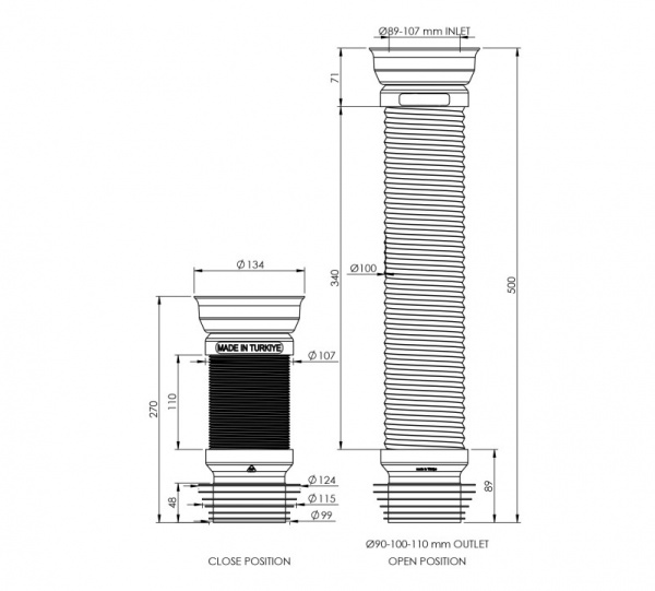 Труба гофрована Bakimay підключення для унітазу