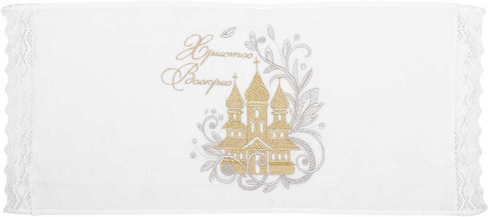 Рушник великодній 434-24/09 30x70 см Едельвіка білий із золотим