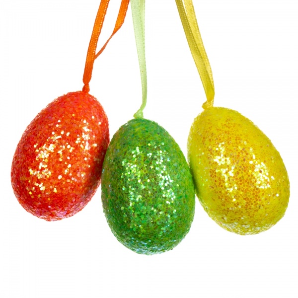 Декорація великодня великодні яйця у мішечку Гліттер 6 шт.