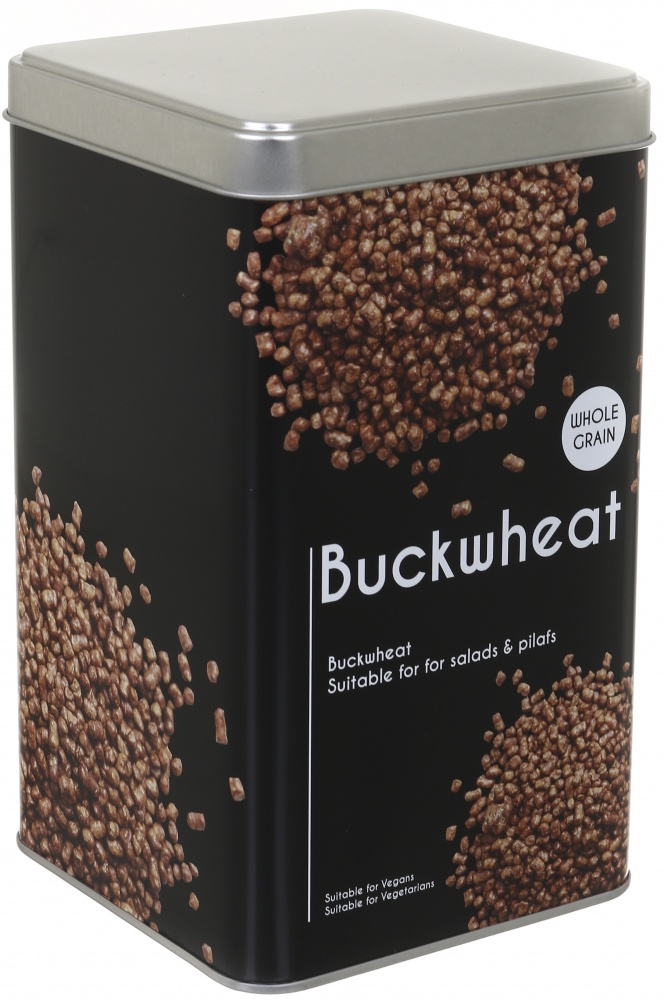 Ємність для зберігання Flamberg Premium Loft Rice&Buckwheat чорна 18,3х10,5х10,5 см дизайн в асортименті