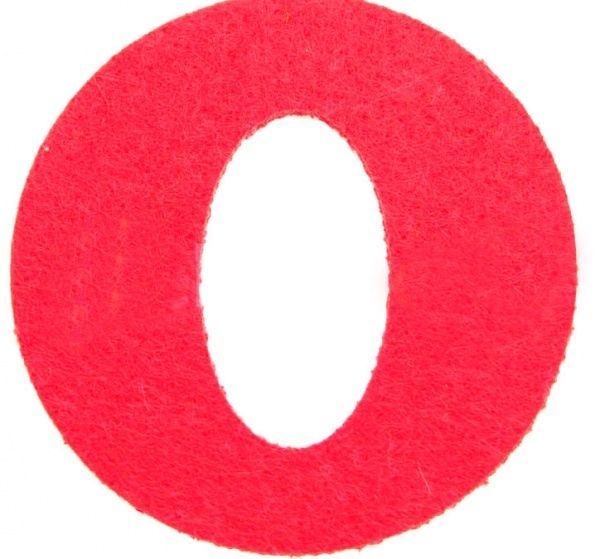 Буква О з фетру червоний 2 мм, 10 см