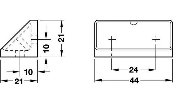 Стяжка угловая 44 мм с крышкой белый 4 шт. Hafele