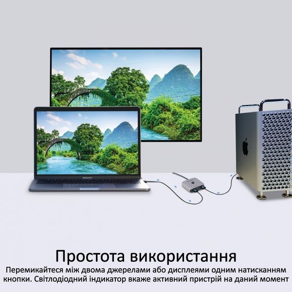 Сплиттер Promate Switch-HDMI 4K 60Hz серебристый (switch-hdmi.silver) 