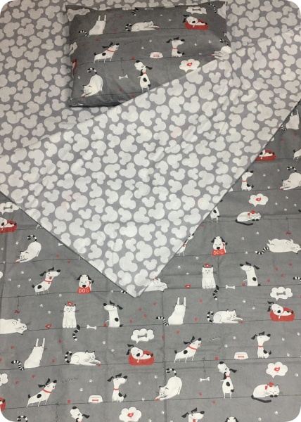 Комплект постельного белья Веселые друзья 1,5 темно-серый с белым UP! (Underprice) 