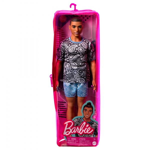Кукла Barbie Кен Модник в футболке с узором пейсли HJT09