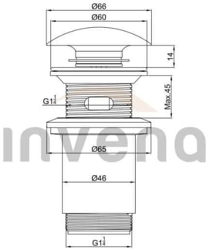 Донный клапан Invena для умывальника с переливом белый глянец Click-clack SC-B1-BBP