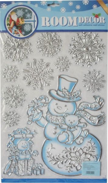 Декорация новогодняя Наклейка оконная снежинка, снеговик 30x40 см EPI-CHM1001-4 
