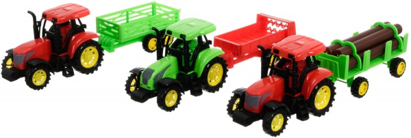 Ігровий набір Shantou х3 шт. фермерські трактори з причепами JY238848