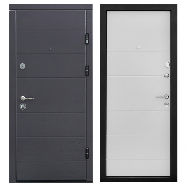 Двері вхідні Міністерство дверей КС (квартира) дуб грифель / пломбір горизонт 2050х860 мм праві