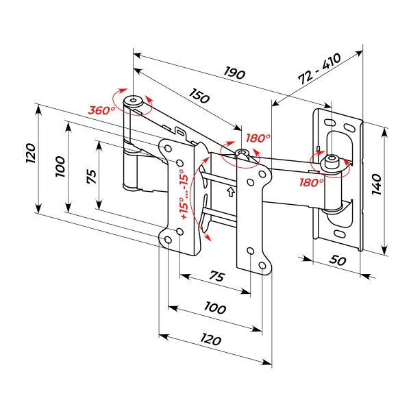 Крепление для телевизора HausMark TWBR-211 поворотно-наклонные 10
