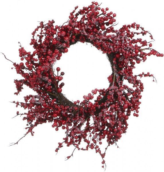 Вінок новорічний з ягідками та засніженістю d500 мм LFG34347 