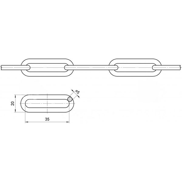 Цепь длиннозвеньевая ЦБ 5 мм 1 м оцинкованная