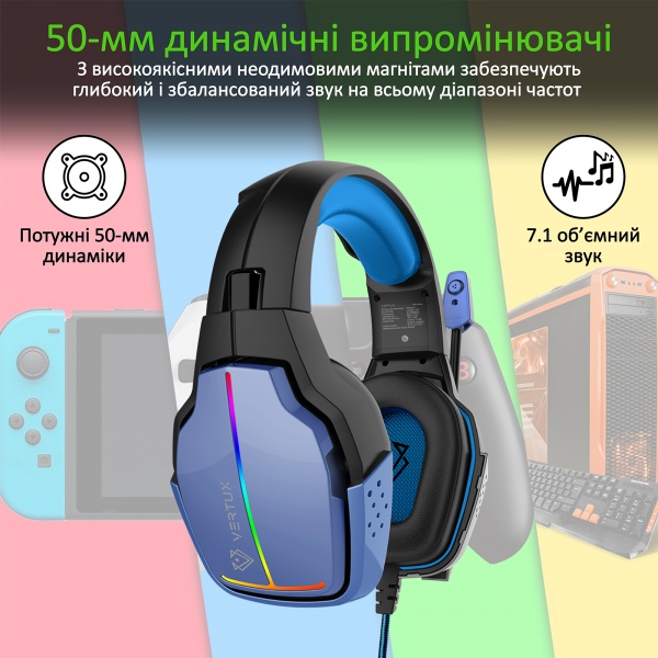 Навушники Vertux Havana 7.1 Mini Jack 3.5 мм blue (havana.blue) 