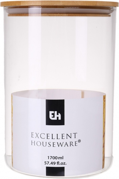 Емкость для хранения с бамбуковой крышкой 1700 мл стекло Koopman