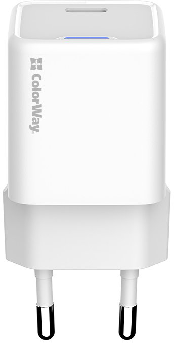 Сетевое зарядное устройство ColorWay GaN Mini 30W PD USB-C white