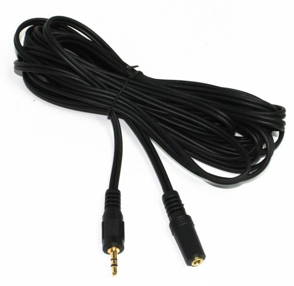 Кабель Cablexpert 5 м чорний (CCA-421S-5M) стерео аудіо, 3.5мм M/F 3.5 мм, позолочені контакти 
