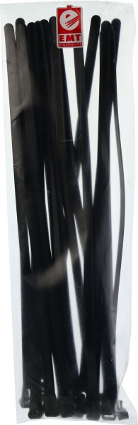 Стяжки з фіксатором багаторазові EMT 300х7,5 мм 20 шт. чорний 