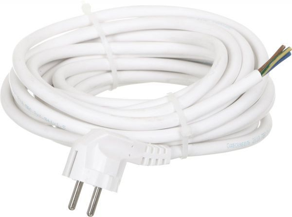 Шнур сетевой с вилкой Одескабель ПВС-ВП-2x1,5+1x1,5-250-10-16-5,0 7 м с заземлением 220В 16А белый