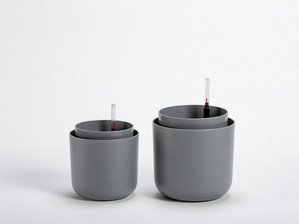 Вазон пластиковий Plastia з системою автополиву Tolita 16 см круглий 1,3 л сірий (1707081620R) 