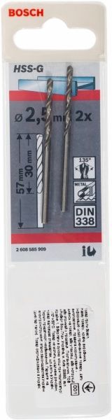 Сверло по металлу Bosch HSS-G STANDARD 2,5x57 мм 2608585909