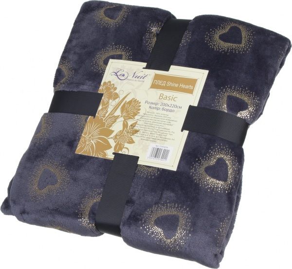 Плед Basic Shine Hearts 200x220 см синий La Nuit 
