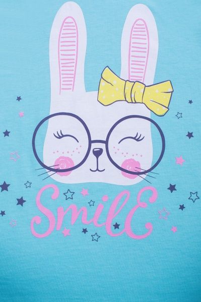 Футболка для дівчаток Luna Kids з принтом Smile р.122 аквамарин 