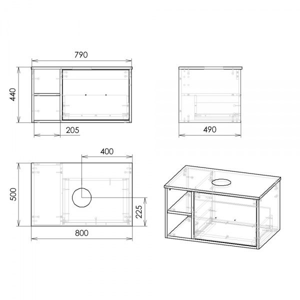 Тумба підвісна Imprese Vyskov 80 см f3215Dr зі стільницею і умивальником, дуб