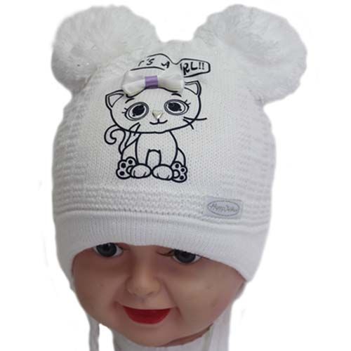 Шапка для дівчаток Kraft+ 2213 р.42-44 молочний 2213 