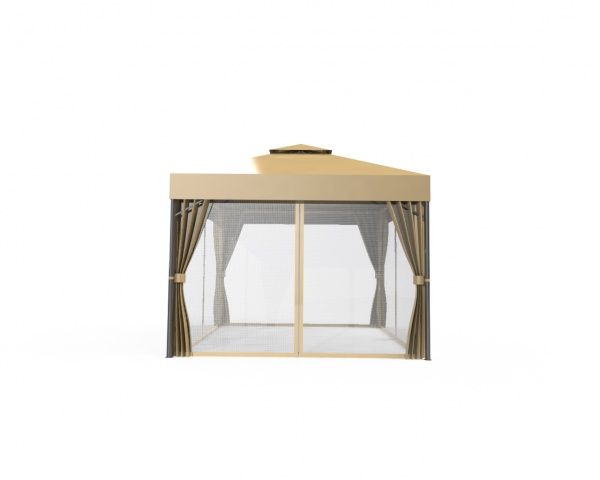 Павильон садовый UBC Group 3х3 м с москитной сеткой бежевый с белым