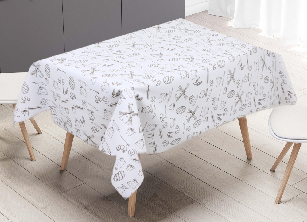 Клеенка на стол UP! (Underprice) на подкладке 1,37м белый с принтом PW385-R1211-2-9