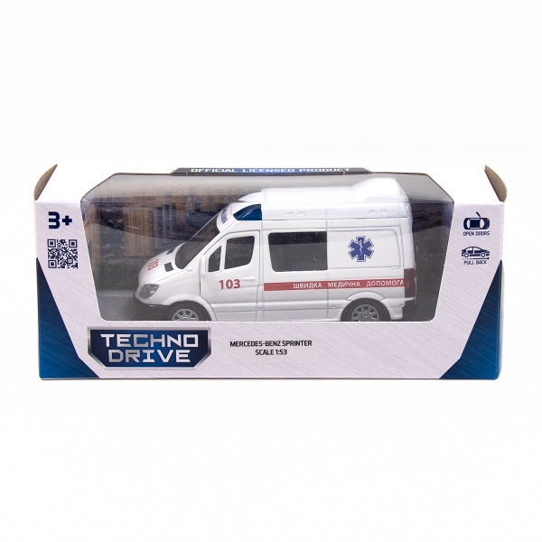 Автомодель TechnoDrive 1:32 Mercedes-Benz Sprinter Скорая помощь 250295