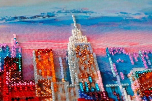 Набор для вышивания бисером на натуральном художественном холсте Вечерний город АВ-637 Абрис Арт 