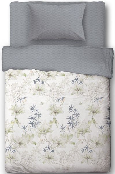 Комплект постільної білизни Romantic 1,5 сірий із білим Ibodo 