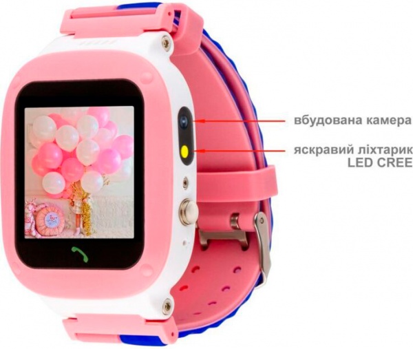 Смарт-годинник AmiGo GO004 Splashproof Camera + LED pink