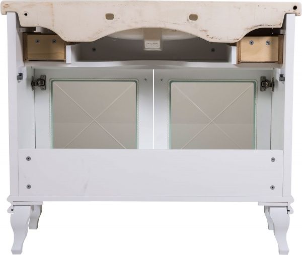 Тумба напольная Aqua Rodos Беатриче Люкс 100 белая патина хром с умывальником 081300-u New Klasik