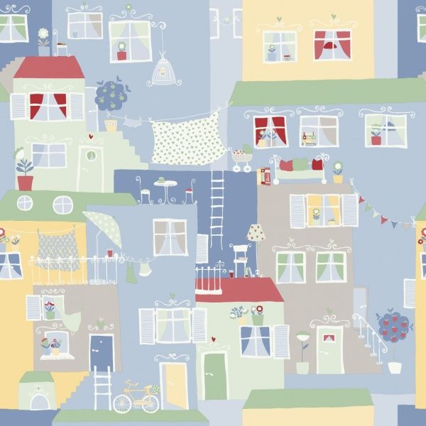 Шпалери вінілові гарячого тиснення Decoprint kids house blue EP1056 0,53x10,05 м 