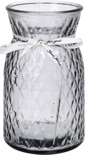 Ваза стеклянная серая Crystal Sandy 18 см YIWU