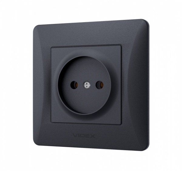 Розетка без заземлення Videx Binera IP20 чорний графіт VF-BNSK1-BG