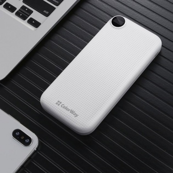 Внешний аккумулятор (Powerbank) ColorWay LCD USB QC3.0 + USB-C PD 22.5W 10000 mAh white (CW-PB100LPI3WT-PDD) 